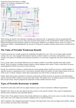 Greensboro Portable Restroom Rentals: Convenience on the Go