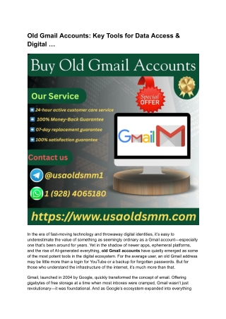 Old Gmail Accounts_ Key Tools for Data Access & Digital ...