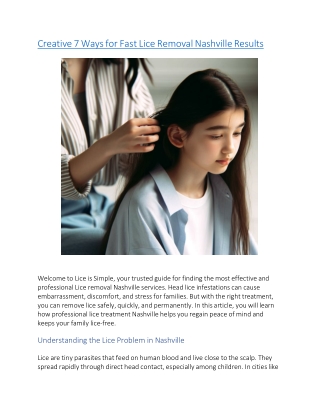 Creative 7 Ways for Fast Lice Removal Nashville Results