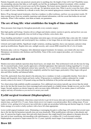 The Length Of Time Do Cosmetic Surgery Results Last? Treatment by Procedure