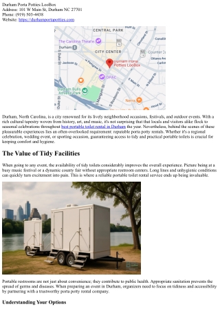 Seasonal Events and the Requirement for Reliable Porta Potty Rentals in Durham