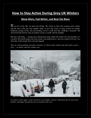 How to Stay Active During Grey UK Winters