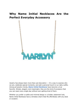 Name Initial Necklaces