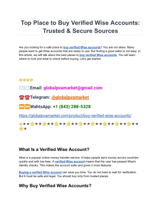 Top 10 Platforms for Buying a Verified Wise Account Safely