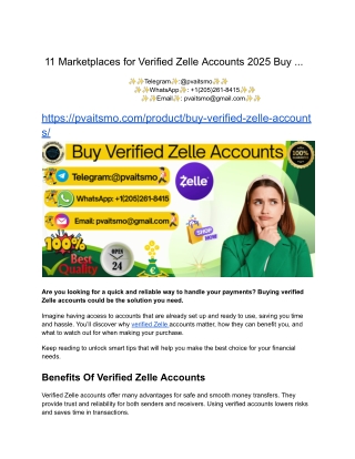 11 Marketplaces for Verified Zelle Accounts 2025 Buy