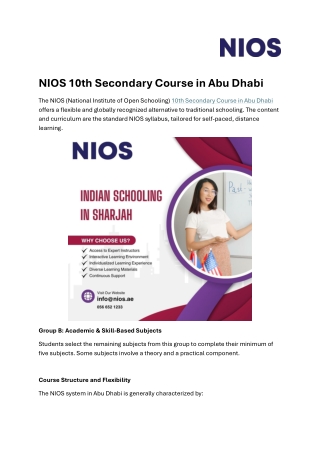 NIOS 10th Secondary Course in Abu Dhabi