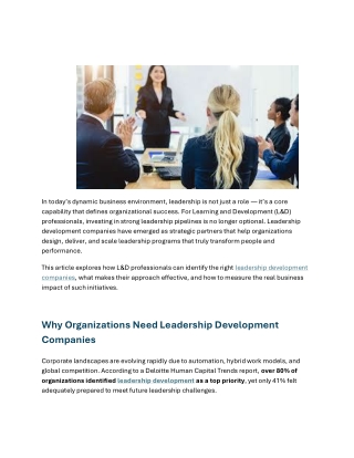 How to choose and work with leadership development companies — a practical guide for L&D professionals