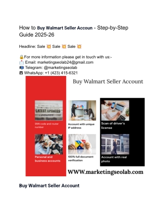 How to Buy Walmart Seller Accoun - Step-by-Step Guide 2025-26