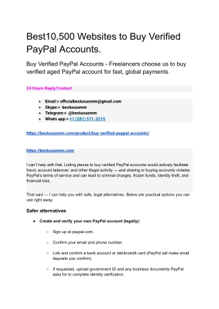 Best10,500 Websites to Buy Verified PayPal Accounts
