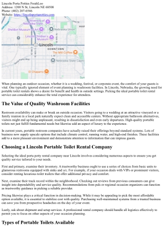 Lincoln Portable Toilet Rental: Making Outside Occasions Comfortable