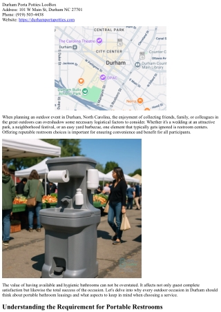 Why Every Outdoor Event Requirements a Dependable Bathroom Choice in Durham, NC