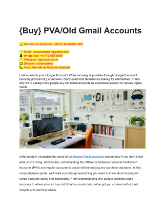 {Buy} PVA_Old Gmail Accounts In The Right Way