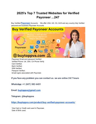 2025's Top 7 Trusted Websites for Verified Payoneer ...247