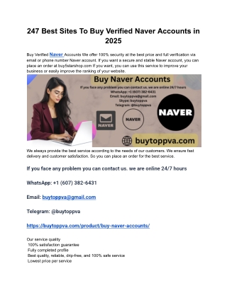 247 Best Sites To Buy Verified Naver Accounts in 2025