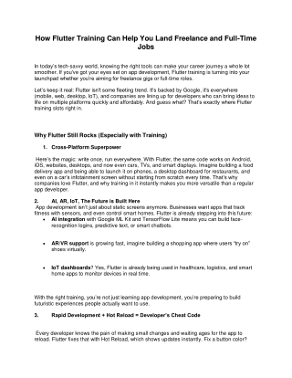 Unlock Career Opportunities with Flutter: Freelance and Full-Time Success Awaits