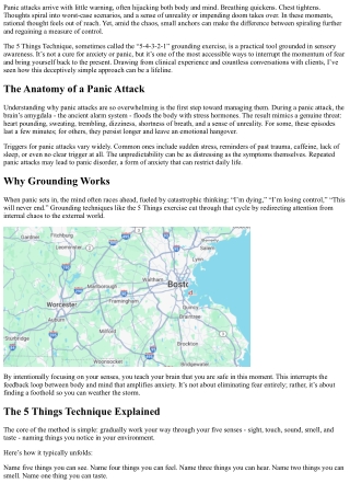 Applying the 5 Things Technique During Panic Attacks