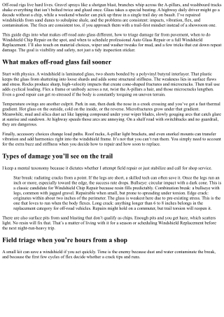 Auto Glass Repair for Off-Road and 4x4 Vehicles