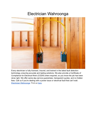 Electrician Wahroonga