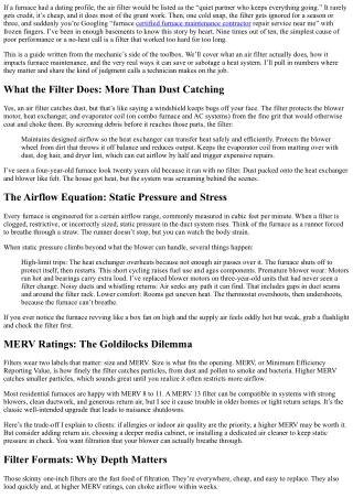 The Role of Air Filters in Furnace Maintenance and Repair