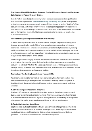 Last Mile Delivery System