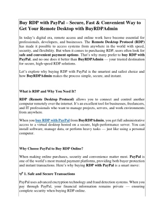 Buy RDP with PayPal – Secure, Fast & Convenient Way to Get Your Remote Desktop with BuyRDPAdmin