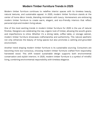 Modern Timber Furniture Trends in 2025