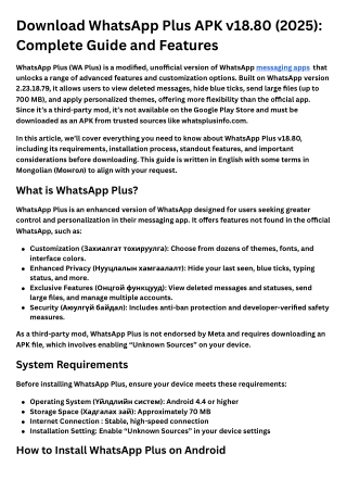 Download WhatsApp Plus APK v18.80 (2025) Complete Guide and Features