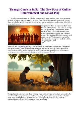 Tiranga Game in India: The New Face of Online Entertainment and Smart Play