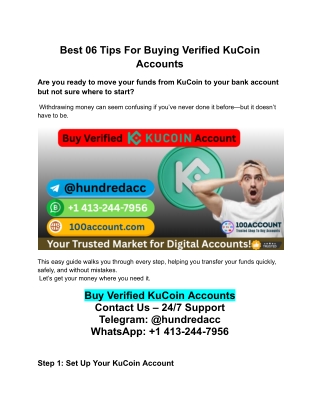 Best 06 Tips For Buying Verified KuCoin Accounts