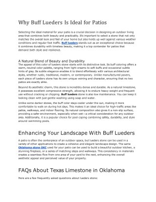 Why Buff Lueders Is Ideal for Patios