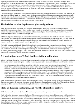 Why Calibration Matters After Windshield Replacement