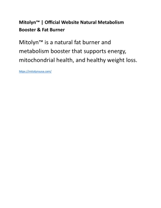 "Mitolyn™ | Official Website Natural Metabolism Booster & Fat Burner