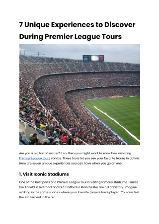 7 Unique Experiences to Discover During Premier League Tours