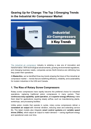 The Top 3 Emerging Trends in the Industrial Air Compressor Market