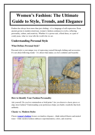 Women’s Fashion The Ultimate Guide to Style, Trends, and Elegance