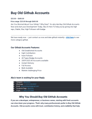 Top 40  Sites To Buy, Old Github Accounts In This Year