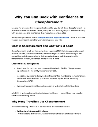 Why You Can Book with Confidence at Cheapfaremart