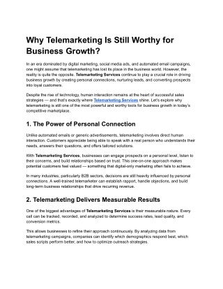 Why Telemarketing Is Still Worthy For Business Growth_