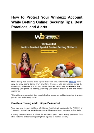 How to Protect Your Winbuzz Account While Betting Online Security Tips, Best Practices, and Alerts