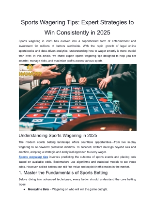 Sports Wagering Tips_ Expert Strategies to Win Consistently in 2025