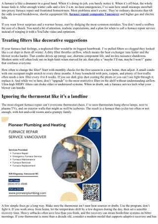 Furnace Repair Mistakes Homeowners Should Avoid