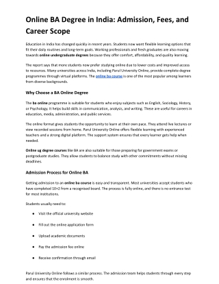 Online BA Degree in India Admission, Fees, and Career Scope