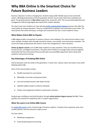 Why BBA Online Is the Smartest Choice for Future Business Leaders