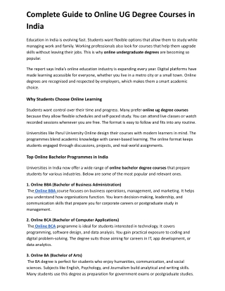 Complete Guide to Online UG Degree Courses in India