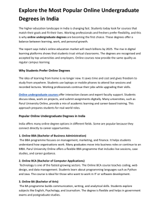 Explore the Most Popular Online Undergraduate Degrees in India