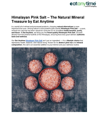 Himalayan Pink Salt – The Pure Mineral-Rich Crystal by Eat Anytime