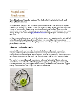 Psychedelic Coach Psilocybin Guide Trip Sitter NYC & NJ
