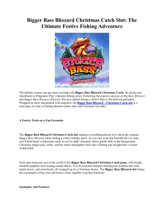 Bigger Bass Blizzard Christmas Catch Slot The Ultimate Festive Fishing Adventure