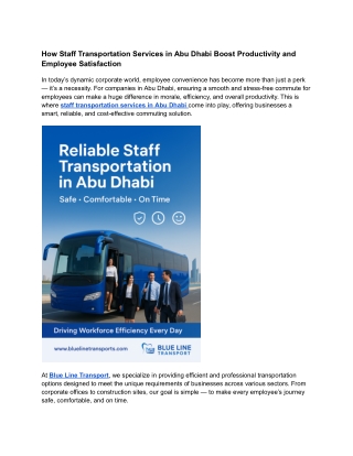 How Staff Transportation Services in Abu Dhabi Boost Productivity and Employee Satisfaction