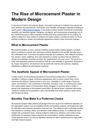 Microcement plaster